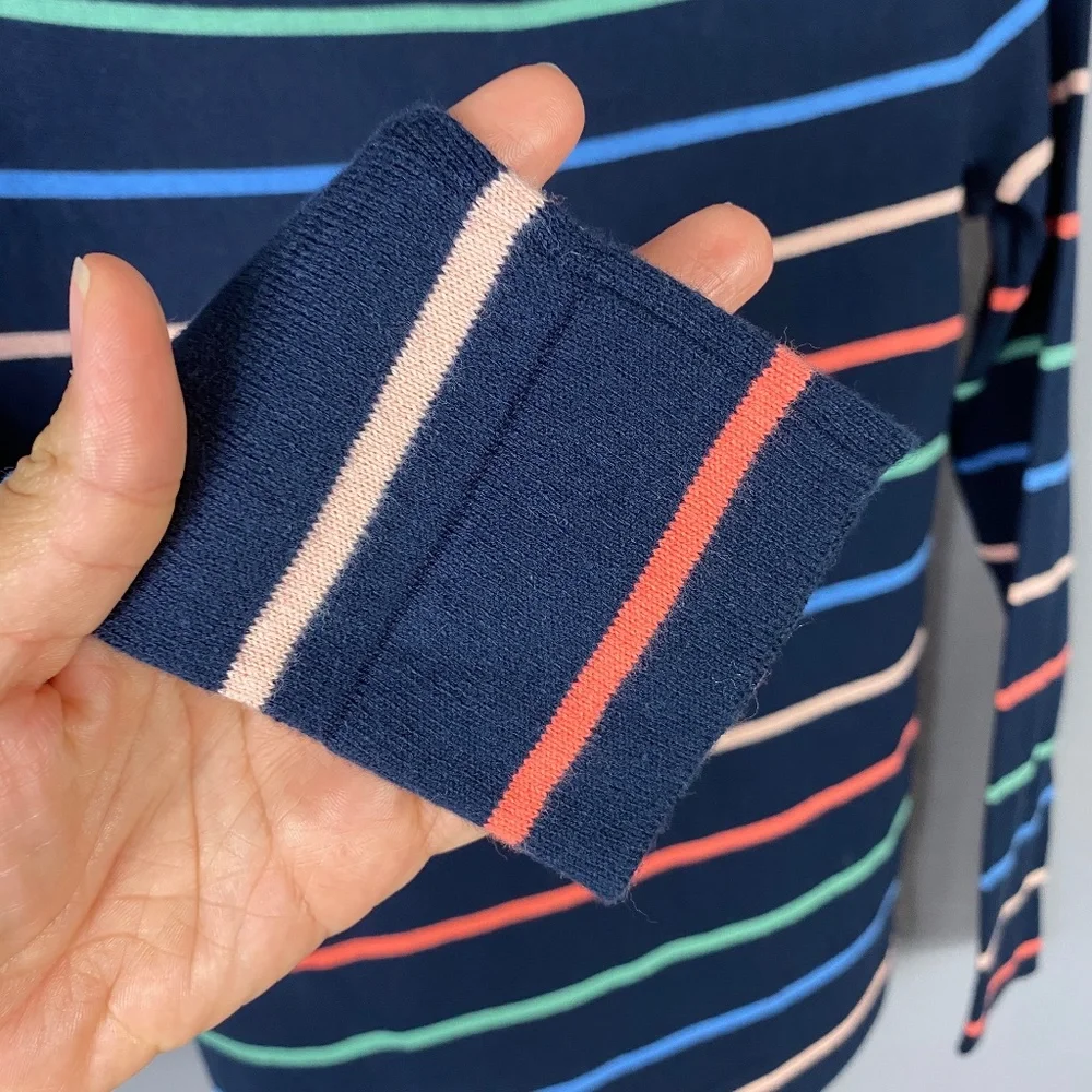 J. Crew Womens Katie Stripe Sweater in Navy Multi Size XXS NWOT 100% Cot… - Picture 7 of 9